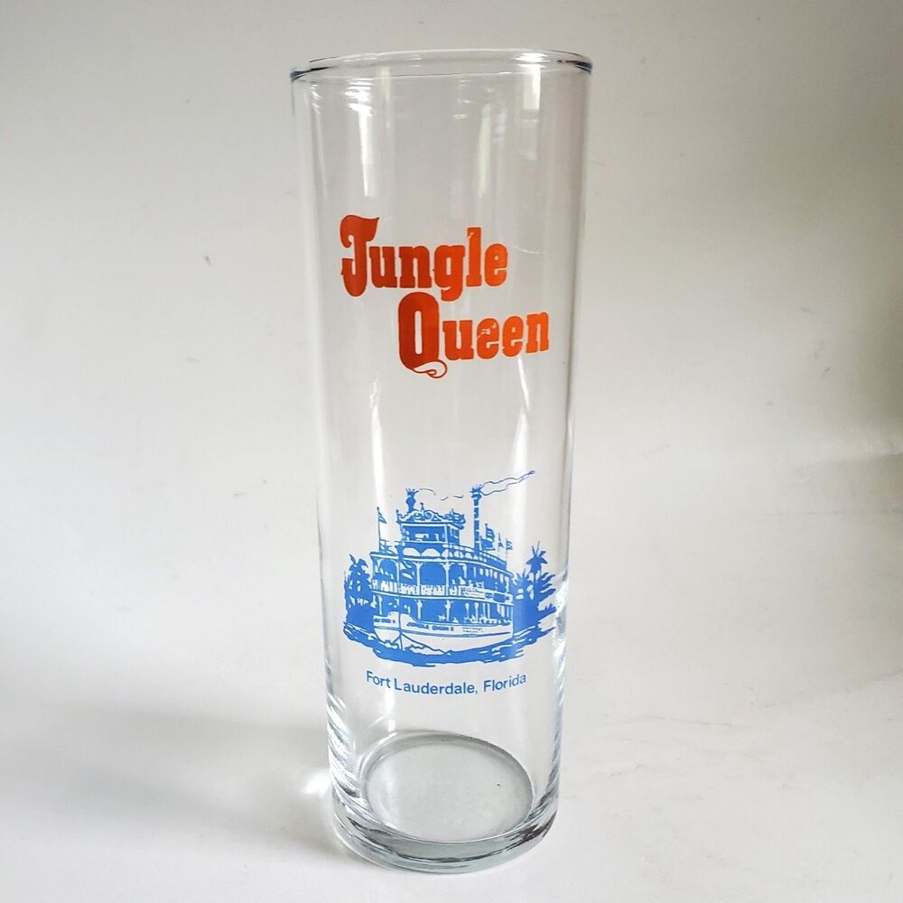 Vtg Jungle Queen Riverboat Drinks Glass Tom Collins Cocktails/ Iced Tea Nautical